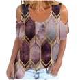 thumbnail image 1 of Elegante mujer cuello redondo impresión manga corta camiseta blusa Tops sudadera OAVQHLG3B Store lin121212, 1 of 5