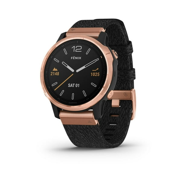 Garmin Fenix 6S Sapphire Nylon GPS Smartwatch and Fitness Tracker with Incident Detection - Black/Rose Gold
