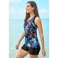 thumbnail image 3 of Swim 365 Women's Plus Size Longer-Length High-Neck Racerback Tankini Top, 3 of 6