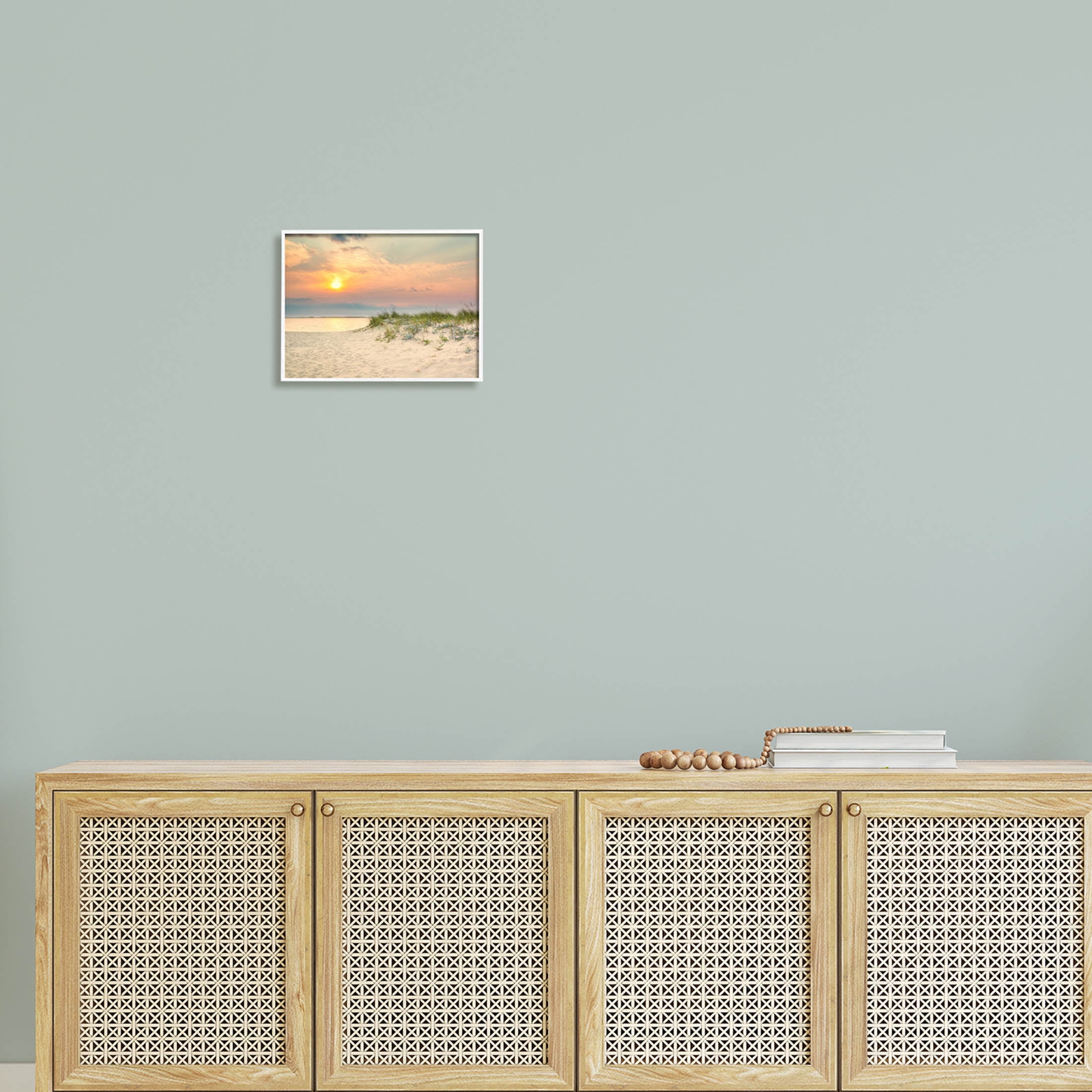 Rising Sun Seaside Beach Morning Coastal Photograph White Framed Art Print Wall Art