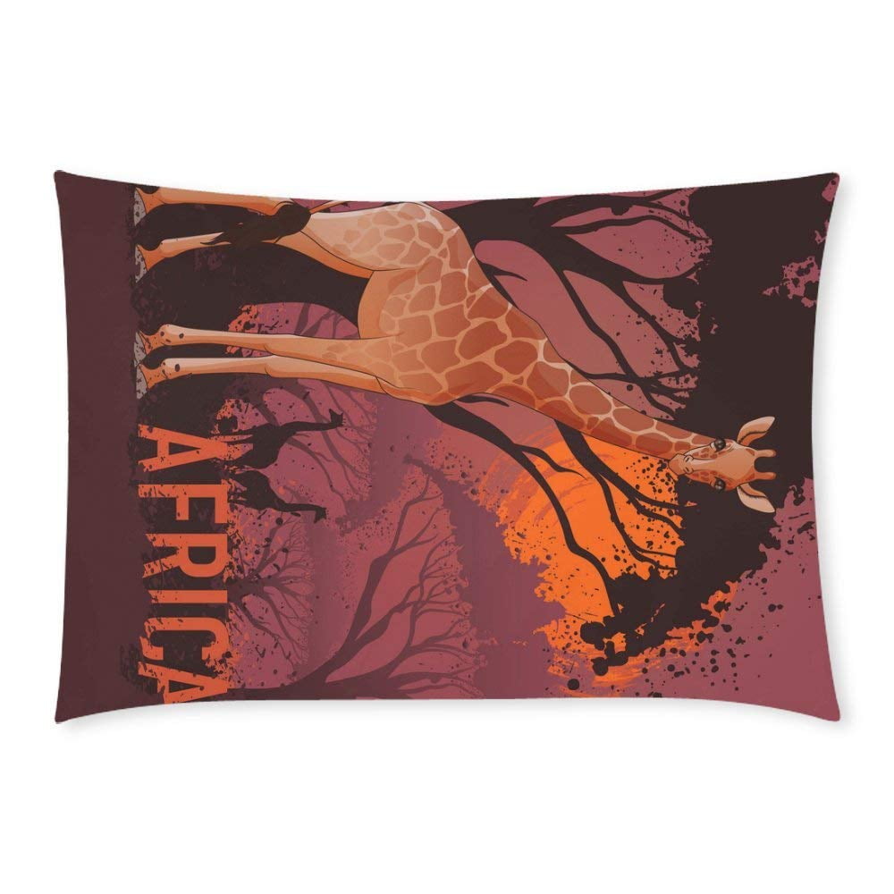 ARTJIA Africa Travel Pillow Case Pillow Cover Two Sides Printing 20x30