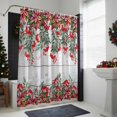 thumbnail image 4 of Shower Curtain 72"W x 96"L Winter Christmas Poinsettia Red Berry Wood Grain Fabric Shower Curtains Set with Hooks Water Repellent Bathroom Curtains Machine Washable Bathroom Accessories, 4 of 7
