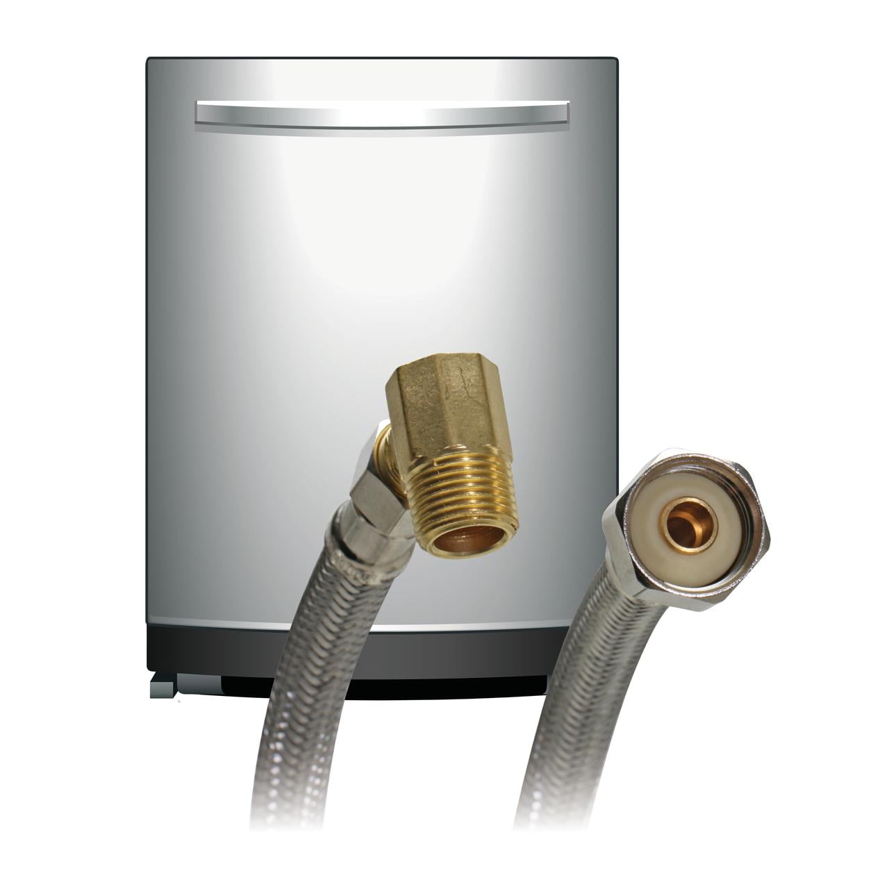 Fluidmaster B1W72 Braided Stainless Steel Dishwasher Connector, 3/8" Comp x 1/2" FIP, 72" Length