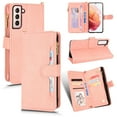 thumbnail image 1 of Case for Samsung Galaxy S21 5G Cover Zipper Magnetic Wallet Card Holder PU Leather Flip Case - Pink, 1 of 5
