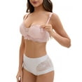 thumbnail image 4 of INSPIRE CHIC Nursing Bra for Women's Lace V Neck Wirefree Light and Breathable Maternity Bralette B 38 Light Pink, 4 of 4