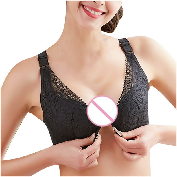 Limited Time Deals! Sex Things For Couples Kinky Woman'S Fashion Front  Closure Rose Beauty Back Wire Free Push Up Hollow Out Bra Underwear 