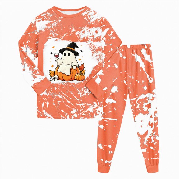 Enyan Halloween Girl Pajamas Long Sleeve Pumpkin/Ghost Pjs Set Kid Toddler Jammies Sleepwear Loungewear Set Pajamas Girls(6Y)