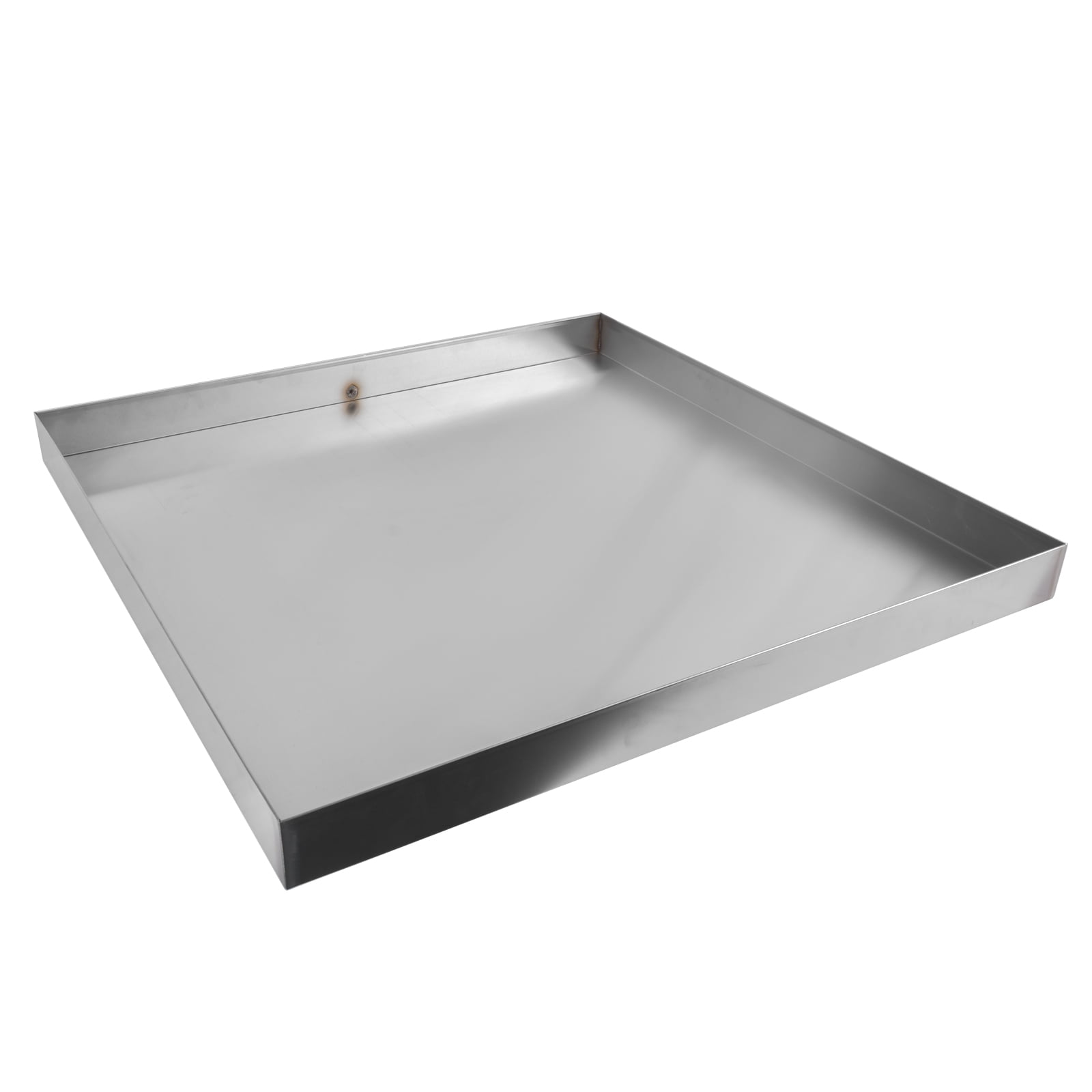 GELUOXI 32 x 32 x 2.5 Inch Washing Machine Pan Stainless Steel Washing Machine Drain Pan Heavy Duty Compact Washer Drip Tray with Drain Hole & Hose Adapter