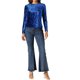 thumbnail image 2 of INSPIRAR CHIC Blusas de Terciopelo para Mujeres Cuello Redondo de Manga Larga Camiseta Casual L Azul Real, 2 of 6