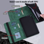 Cover Case for Kindle Fire HD 8 Tablet (8 Display, 8th/7th/6th/5th Generation, 2018/2017/2016/2015) - Auto Sleep Wake Case Fold Stand Wallet Cover PU Leather Slim Lightweight Shell (Green Flower)