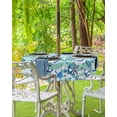 thumbnail image 3 of Outdoor Tablecloth with Umbrella Hole,Summer Ocean Blue Green Wave Stripes Spillproof Waterproof Table Cloth Zippered Table Covers,Starfish Seamless Washable Tablecloths for Picnic/Patio, 3 of 6