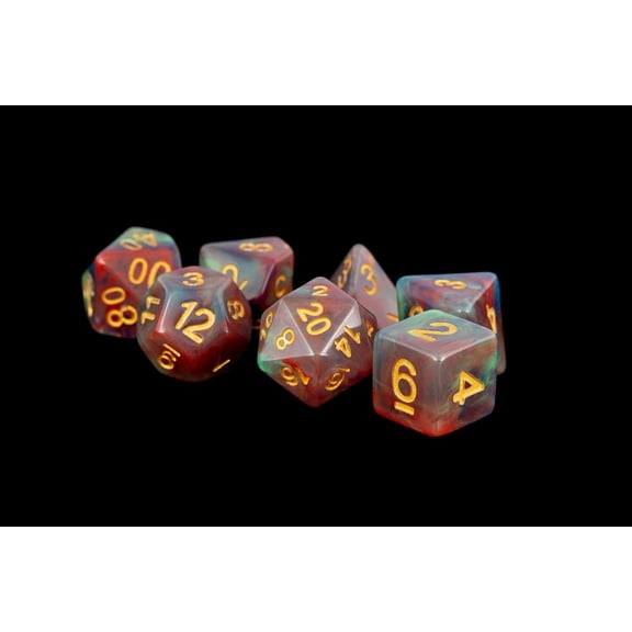 Metallic Dice Games 7-Set: 16mm: Pearl Swirl RDgd