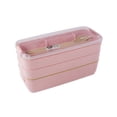 thumbnail image 1 of 1pc, Portable Lunch Box, Stacked Bento Box, 3 Tiers 4 Compartment Food Container, For Students And Office Workers, Kitchen Gadgets, Kitchen Stuff, Kitchen Accessories, Home Kitchen Items, Back To Scho, 1 of 4