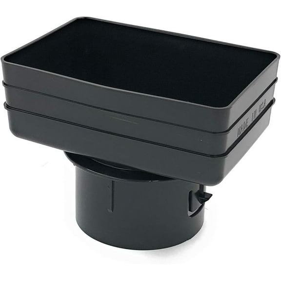 6x4-4 Plastic Downspout Adapter (Black), Made in Iowa U.S.A.