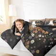 thumbnail image 3 of Feelyou Boho Floral Ghost Queen Comforter Set, Spooky Retro TV Black Cat Comforter Sets Queen, Cream Black, Black Reversible, 3 Pieces, 1 Comforter and 2 Pillowcases, 3 of 7