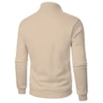 thumbnail image 4 of Loose Fit Men Sweatshirts Quarter Zip Pullover Lightweight 3/4 Zip Pullover Long Sleeve Cold Weather Sweaters Khaki M, 4 of 4