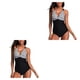 thumbnail image 1 of Naiovety Traje de baño a rayas para mujer, traje de baño de 1 pieza con cuello en V, trajes de baño sin espalda, ropa de playa de verano para Type5 NO5, 1 of 6