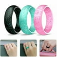 thumbnail image 2 of GKNET Men Women Outdoor Sports Silicone Ring Rubber Band Finger Ring Glitter Trendy/-black-8, 2 of 9