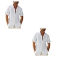 thumbnail image 4 of Sonducket Camisa con botones para hombre, camisetas de diseño Simple de Color sólido para caminar en la playa de verano para niños, ropa de Blanco XXL 2Conjunto, 4 of 6