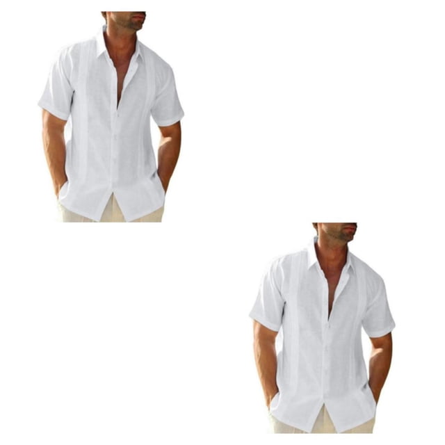 Sonducket Camisa con botones de estilo informal de viaje para hombre, camisetas ajustadas para fiesta en la piscina de verano para niños, ropa Blanco L 2Conjunto
