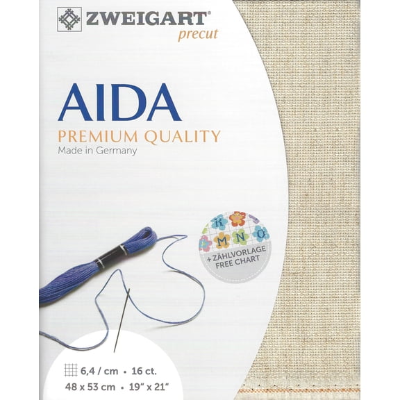 Wizardi Rustico-Aida 16 Count Wheat. Needlework Canvas, Cross-Stitch Fabric, Embroidery Cloth, Needlepoint Canvas. 3321/54 Precut Zweigart