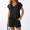 thumbnail image 4 of SUNBS 2 Piece Outfit for Women Lounge Sets V Neck Cap Sleeve Shirt and Shorts Sweatsuit Womens Matching Sets, 4 of 8