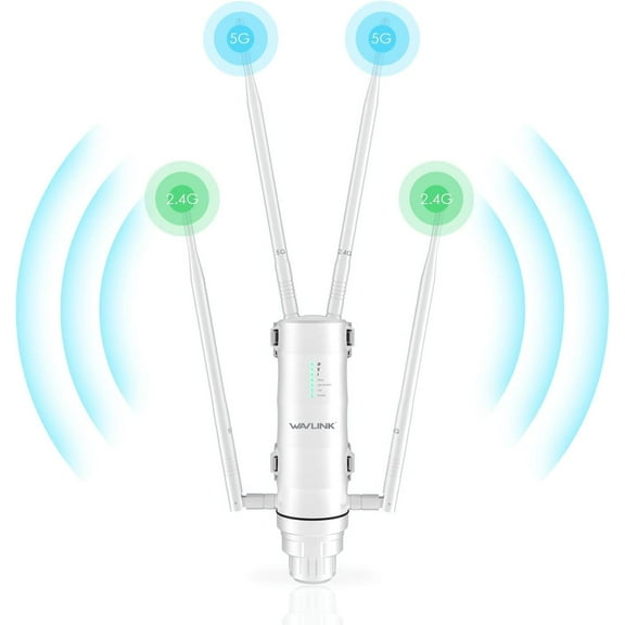 AC1200 Outdoor Long Range Weatherproof Dual Band WiFi Extender/Wireless Access Point with Outside PoE Powered,Gigabit Port,Supports Router/AP/Repeater Modes for Courtyard,RV,Campsite