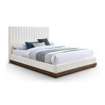 Meridian Furniture Emmet Cream Chenille Fabric King Bed