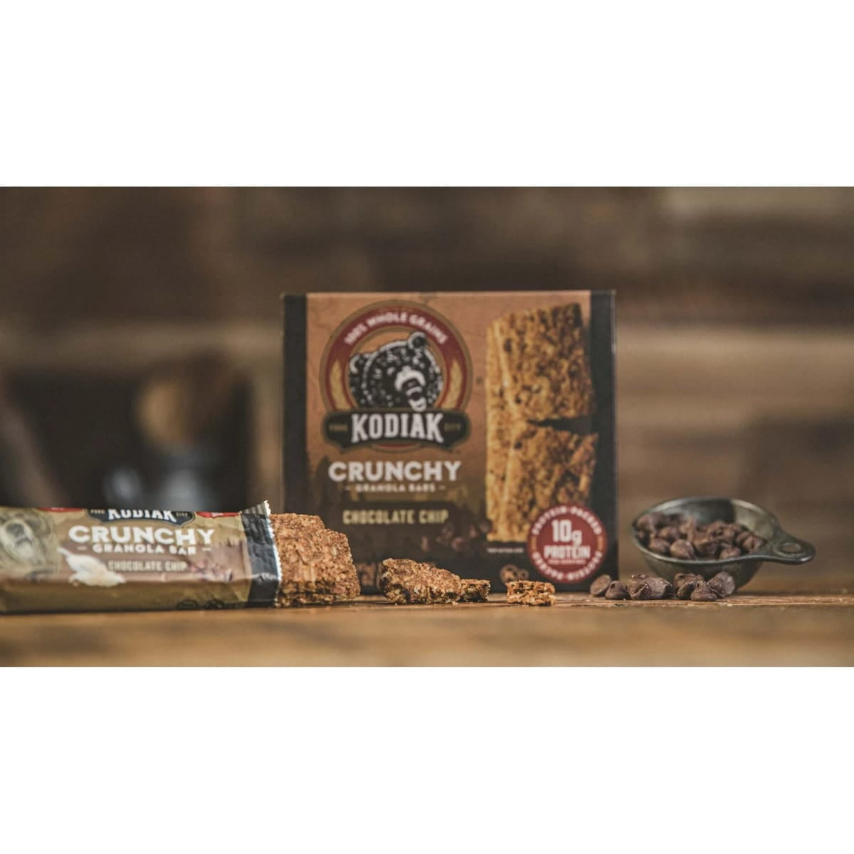 (3 pack) Kodiak Protein-Packed Chocolate Chip Crunchy Granola Bars, 1.59 oz, 6 Count