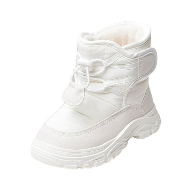 White Cozy Winter Boots For Children 1-6 Years, Fleece Lining With Snowflake Design, High Top, Comfortable Soft Sole