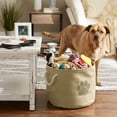 thumbnail image 4 of Contemporary Home Living 15" Vibrant Taupe Medium Round Polyester Pet Bin Paw Organizer, 4 of 4
