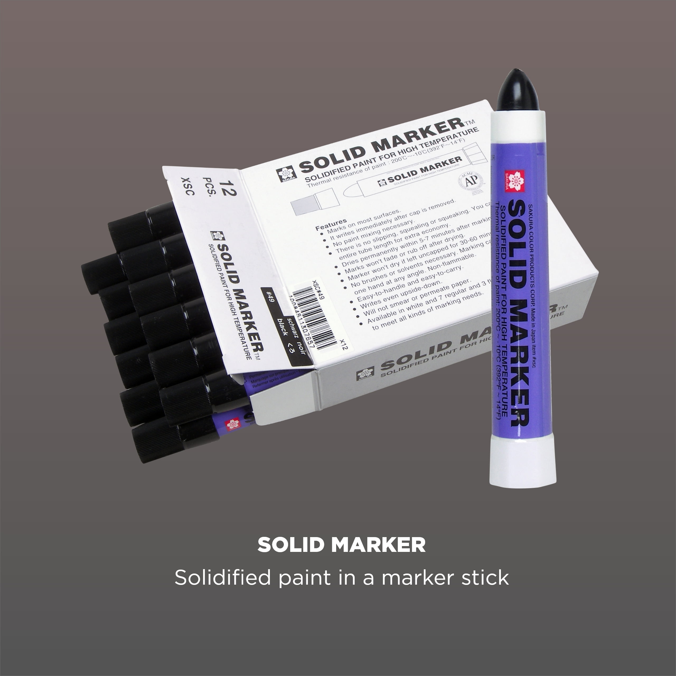 Sakura Solid Paint Markers - Permanent Marker Paint Pens - Window, Wood, & Glass Marker - Black Paint - 12 Pack