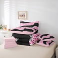 thumbnail image 6 of jejeloiu Leopard Print 7 Pieces Bedding Comforter Set,Waves Geometric Striped Full Bedding Set,Pink Black Fitted Sheet Flat Sheet For Girls Kids,Ultra Soft Home Decor Reversible, 6 of 8