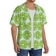 thumbnail image 2 of Balery Green Lemon Slices Camisa Casual de Manga Corta con Botones para Hombre, Texturizada, Estilo Cubano, para Playa, Verano-4X-Large, 2 of 5