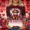 thumbnail image 1 of Xuyuer Valentine T Shirts Love Heart Printed Graphic Tee Tops Women's Casual 3/4 Sleeve T-Shirts Round Neck Cute Tunic Tops Basic Tees Blouses Business Work Tee Top Spring Shirts, 1 of 6
