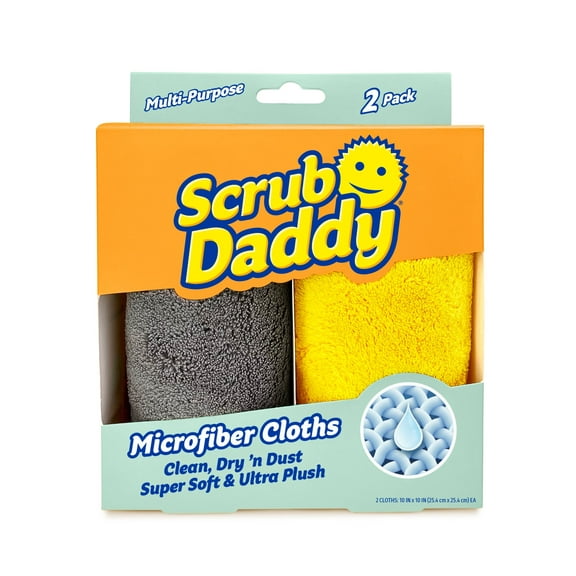 Scrub Daddy Microfiber Towels Multipurpose Microfiber Household Cleaning Cloth, 2 Count, Multicolor