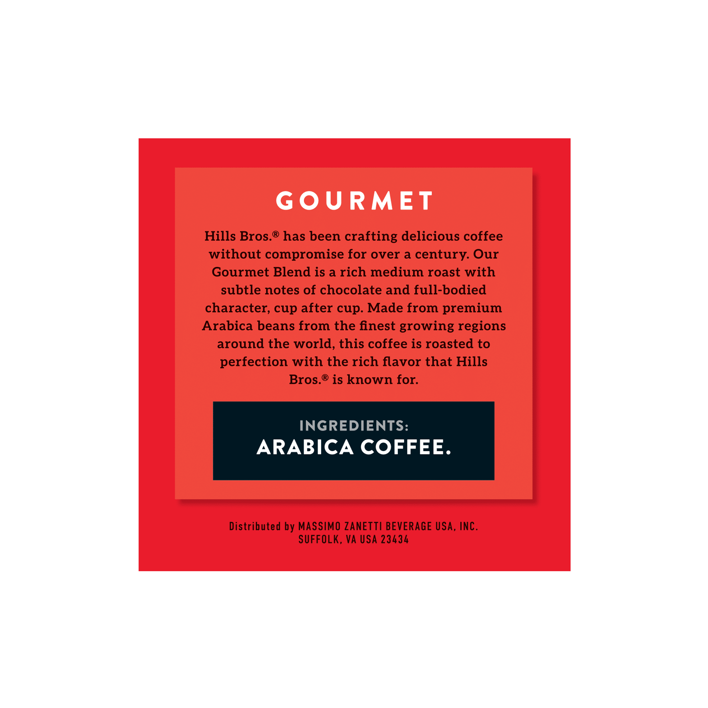 Hills Bros. Gourmet Blend 100% Arabica Medium Roast, K-Cup® Coffee Pods, 12-Count Box