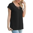 thumbnail image 3 of Diufon Womens Plus Size Tops Summer Casual Crisscross V Neck Short Sleeve Shirts Oversized Loose Tunic Blouse, 3 of 9