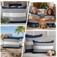 thumbnail image 5 of Navy Blue Grey Stripe Outdoor Waterproof Pillow Covers, Modern Art Horizontal Striped Decorative Square Throw Pillowcase Sofa Cushion Sham for Patio/Couch/Chair, 18"x18" 2 Pack, 5 of 8