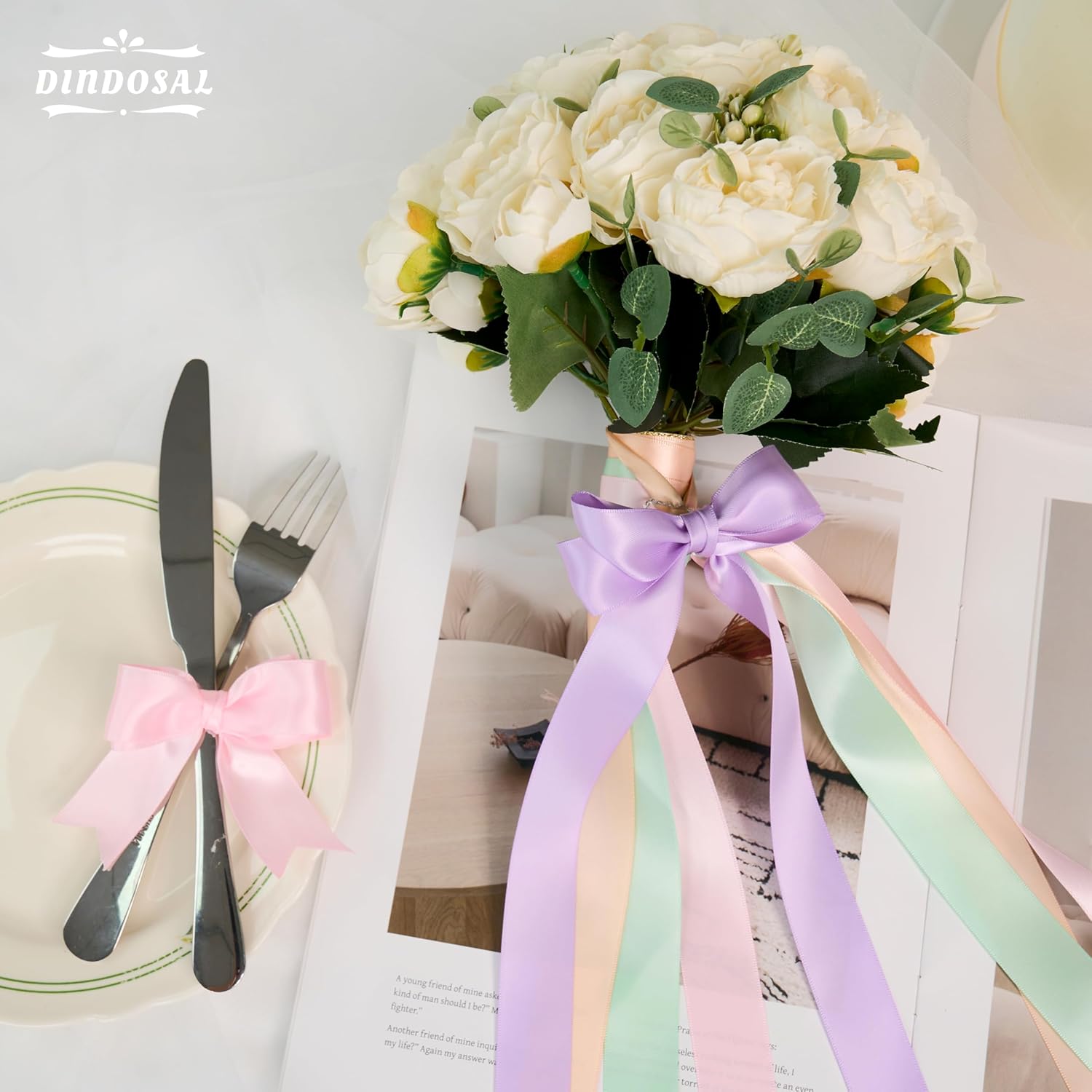 Pastel Ribbon 1 Inch Pastel Rainbow Satin Colorful Assorted Ribbon 6 Rolls for Gift Wrapping, Multicolor Flower Bouque Crafts Birthday Party Wedding - 60Yards