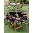 thumbnail image 4 of Outdoor Tablecloths with Umbrella Hole & Zipper, Black Spring Floral Round Tablecloth 54 Inch, Elegant Flowers Farmhouse Botanical Waterproof Table Cloth, Patio/Pool/Picnic Table Covers, 4 of 8