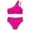 Hot Pink-3, variant on Tween Girls One Shoulder Color Block Two Piece Bikini Swimsuit with Chest Pad for Beach Swimming Summer 9-10 Years