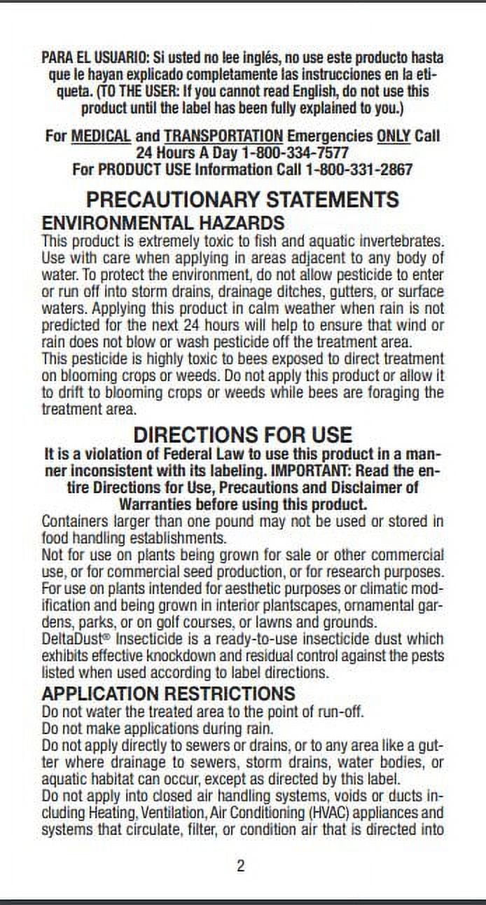 Delta Dust Insecticide- Waterproof Insecticide - 1lb Bottle by Bayer