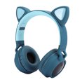 thumbnail image 3 of Auriculares Bluetooth 5.0 Nikou con orejas de gato y cancelación de ruido LED color azul, 3 of 15