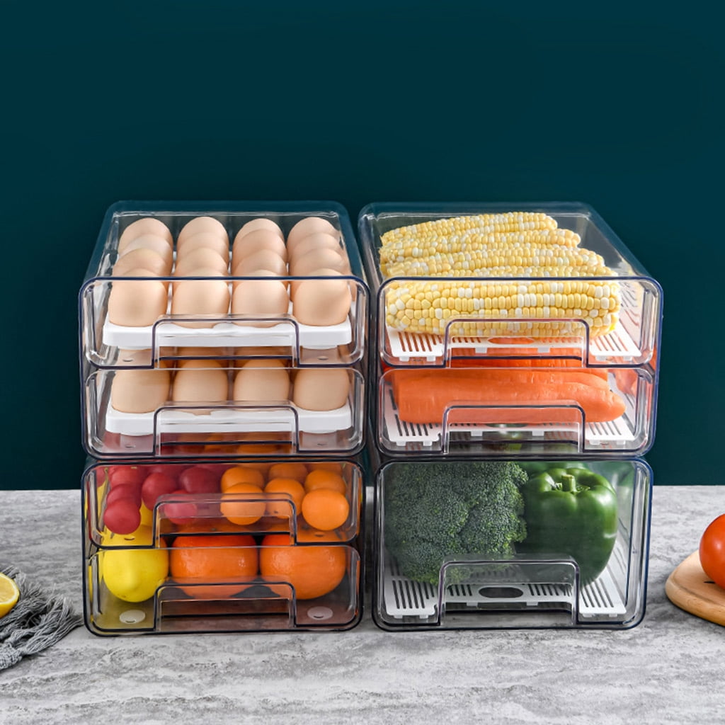 Storage Box Tray Containers Kitchen Refrigerator Eggs Transparent Dispenser Airtight for Preservation Box