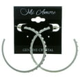 thumbnail image 2 of White Hoop Earrings With Black And Clear Faceted Crystal Accents, 2 of 2