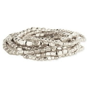 Silver Bead Stretch Bracelet Set Of 10