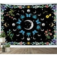 thumbnail image 2 of Butterfly and Moon Phase Tapestry Wall Hanging Colorful Floral and Eucalyptus Leaf Nature Plant Wall Tapestry for Bedroom Aesthetic Boho Black Tapestry for Living Room College Dorm Decor,92.5Wx70.9H i, 2 of 7