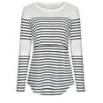 thumbnail image 5 of Bellella Womens Maternity Nursing Tops Comfy Long Sleeve Breastfeeding T-Shirt Autumn Winter Fall Stripe Blouse Tops, 5 of 6