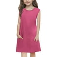 thumbnail image 2 of Jinhomg Sleeveless Summer Dress for Girls Casual Solid Midi Tank Dresses with Pockets Hot Pink 11 Years, 2 of 9